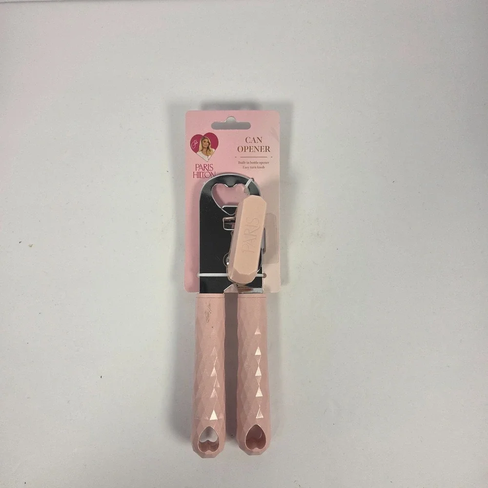 Paris Hilton Can Opener Pink Heart Handles Built In Bottle Opener Blush Metal